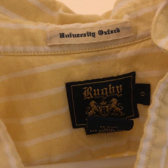 Rugby University Oxford in Lemon/White Stripes - Picture 2 of 3